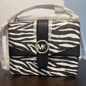 Michael Kors Zebra Print Crossbody Bag - Black and White NWT